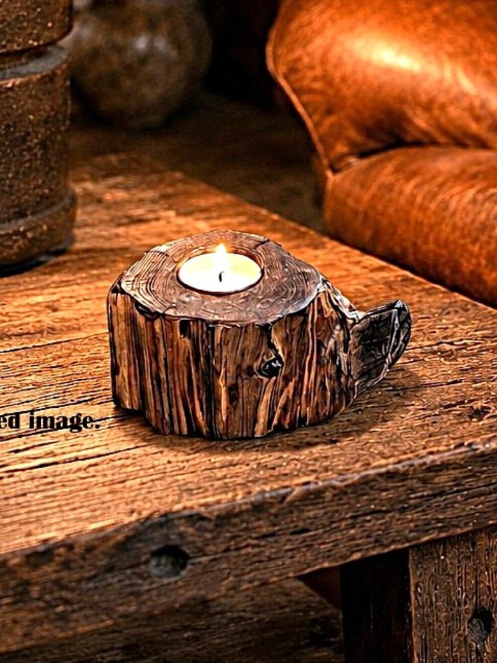 Handcrafted Rustic Natural Wood Tealight/Votive Candle Holder